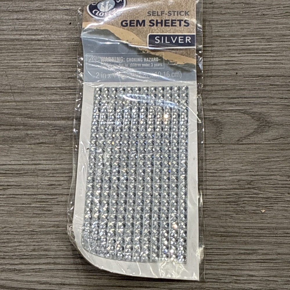 Crafters Closet Self Stick Gem Sheets | Silver Rhinestone Gems